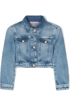 MISS BLUMARINE Logo-embroidered denim jacket