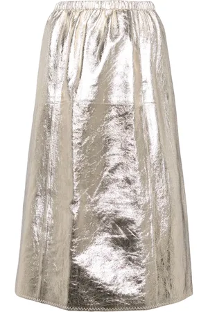 Gucci Metallic leather midi skirt