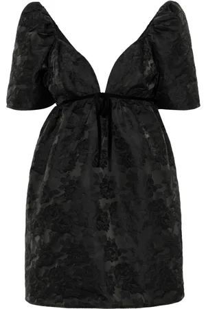 Ganni Floral-jacquard tulip dress