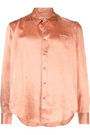 MARTINE ROSE Logo-embroidered satin shirt
