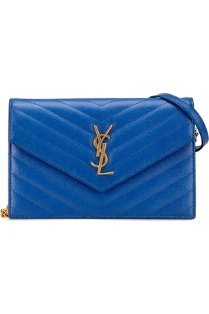 Saint Laurent 2016 Grain De Poudre Matelasse Chevron Monogram Chain Wallet crossbody bag