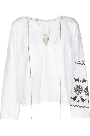 Litkovskaya Embroidered-motif striped blouse