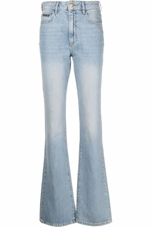 Philipp Plein Logo-plaque high-waist flared jeans
