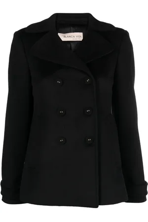 BLANCA Notched-lapels brushed-effect peacoat