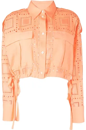 Msgm Broderie-anglaise cropped shirt