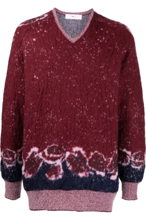 TOGA PULLA V-neck patterned intarsia-knit sweater
