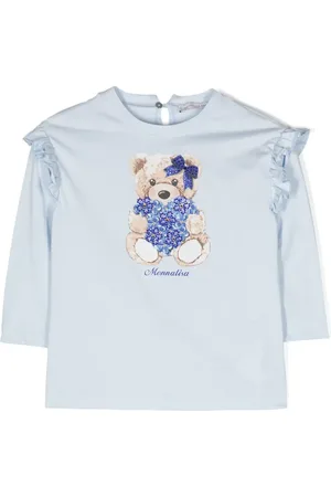MONNALISA Teddy bear-print ruffled T-shirt