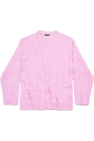 Balenciaga Logo-jacquard faux-fur cardigan