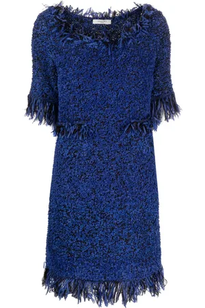 CHARLOTT Fringe-trim three-quarter sleeve dress