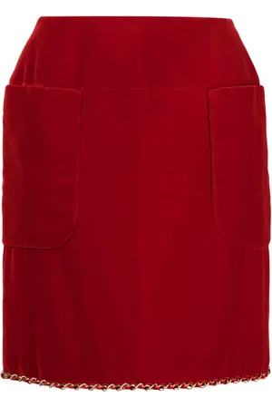 CHANEL 1990s chain-trim velvet miniskirt