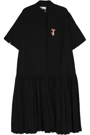 Jil Sander Mushroom-embroidered crepe midi dress
