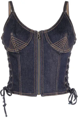 Jean Paul Gaultier Contrast-stitching denim corset top