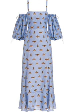 Agua by Agua Bendita Mercedes Polilla linen midi dress