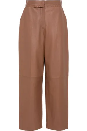 Fendi Leather straight trousers