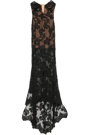 Self-Portrait Rhinestoned lace maxi dress