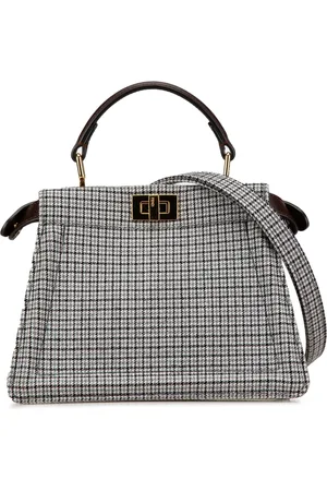Fendi 2010-2024 Small Wool Peekaboo ISeeU Houndstooth satchel