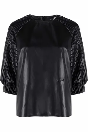 Karl Lagerfeld Vegan leather pleated-sleeve top