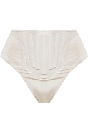 MUGLER High-waisted lamé bikini briefs