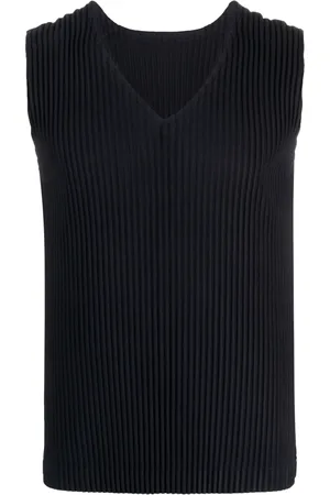 Issey Miyake V-neck plissé-effect tank top