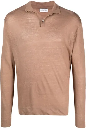 BALLANTYNE Long-sleeve linen knit polo shirt