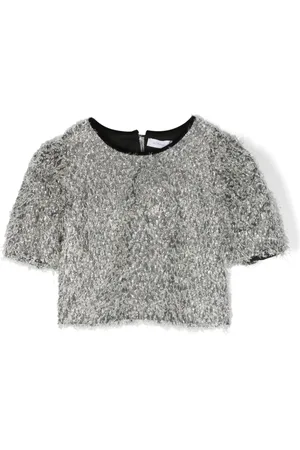 MONNALISA Feather-effect short-sleeve top