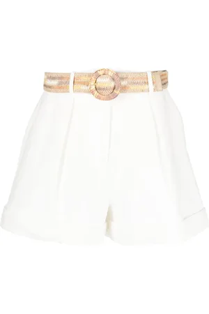ZIMMERMANN Belted pleated cotton shorts