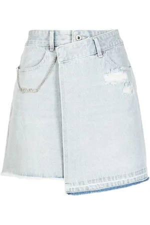 Musium Div. Asymmetric distressed mini denim skirt