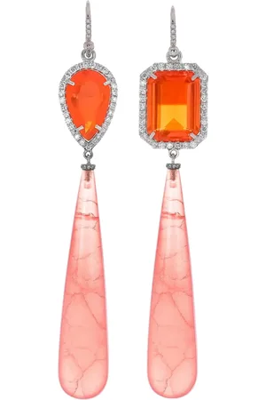 Irene Neuwirth 18kt white gold One Of A Kind opal, rhodochrosite and diamond earrings