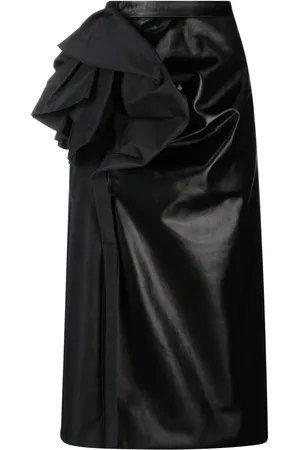 Maison Margiela Faux-leather draped midi skirt
