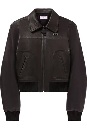 Puccini Logo-plaque leather jacket