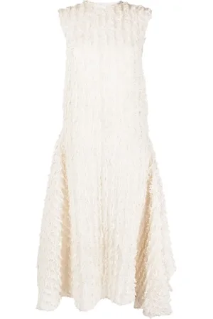 Calcaterra Frayed-trim midi dress