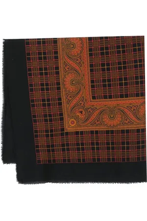 Saint Laurent 1970s paisley checkered scarf