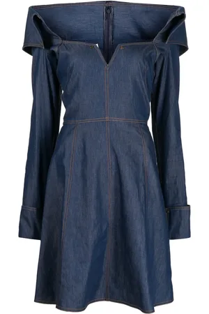 Saiid Kobeisy Bonded-seam washed denim minidress