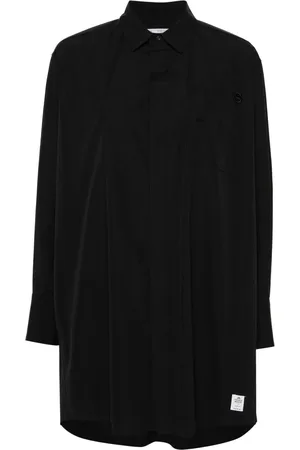 SACAI Logo-embroidered poplin shirt