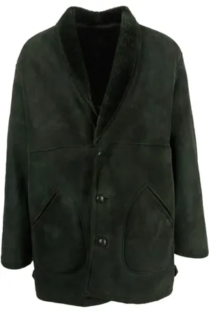 Burberry 2000s buttoned sheepskin coat