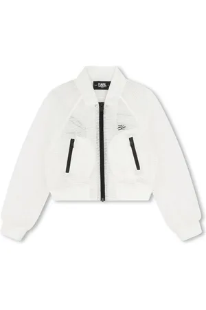 Karl Lagerfeld Logo-embroidered zip-up bomber jacket