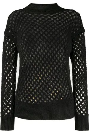 Fabiana Filippi Long sleeve fishnet knit top