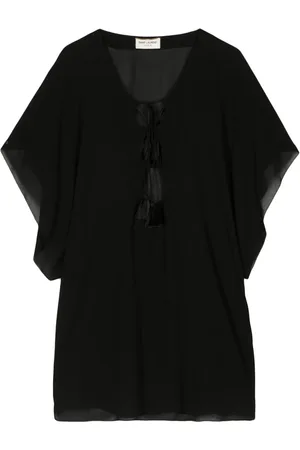 Saint Laurent Lace-up semi-sheer top