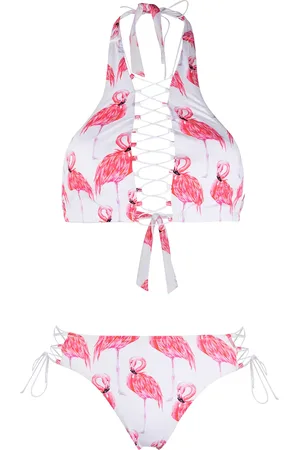 Noire Swimwear Addicted Flamingo lace-up bikini