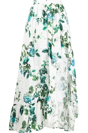 BLUMARINE Asymmetric ruffled floral print skirt