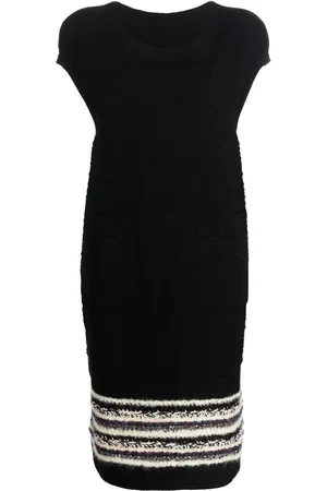 CHANEL Tweed detailing knitted dress