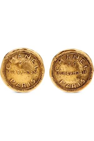 CHANEL 1990s logo-embossed button clip-on earrings