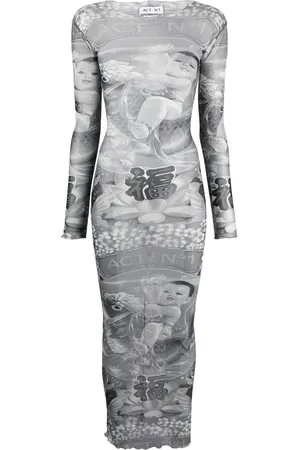ACT N°1 Graphic-print semi-sheer dress