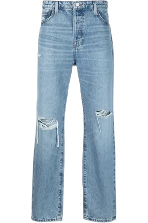 Frame Distressed-finish straight-leg jeans