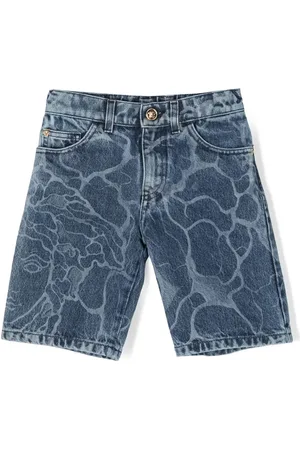 VERSACE Abstract-print denim shorts