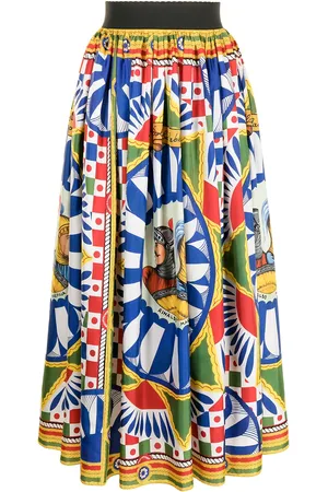 Dolce & Gabbana Carretto-print twill midi skirt