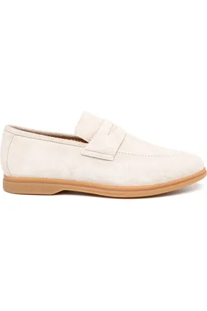 ELEVENTY Perforated suede penny loafers