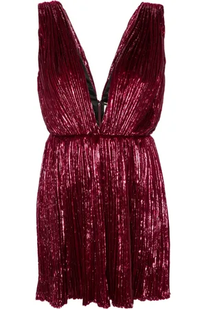 Saint Laurent Lamé-effect pleated minidress