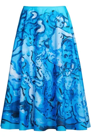 Marni Painterly-print A-line skirt