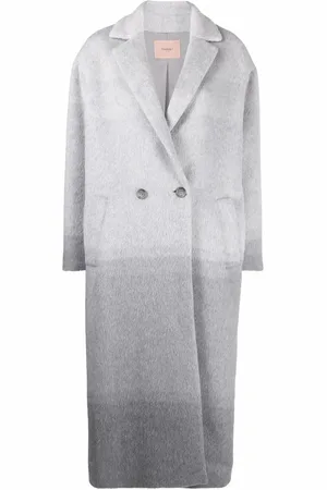 Twin-Set Gradient-effect notched-lapels double-breasted coat